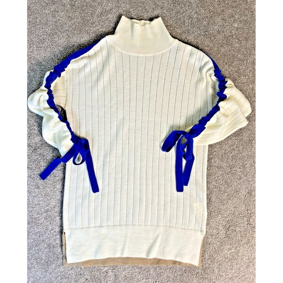 Vilagallo Womens Tops Sweater Mock Neck Wool Blend Spain Color Block SZ XS - Picture 2 of 10